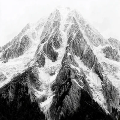 Realistic Drawing of Mont Blanc