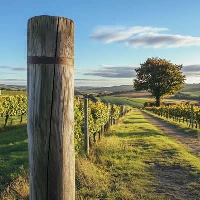 Wooden Pillar in English Vineyard