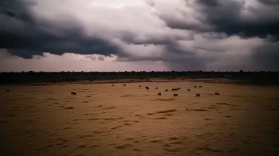 Dramatic Thunderclouds Over Fields