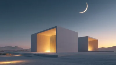 Minimalist Pavilions at Dusk