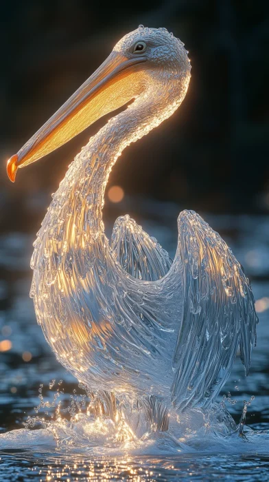 Dynamic Water Pelican Sculpture