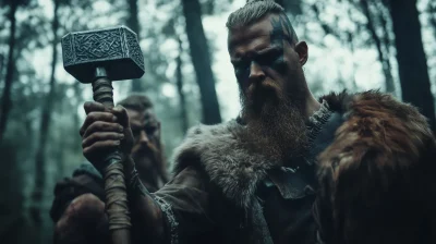 Viking Warriors with Thor’s Hammer