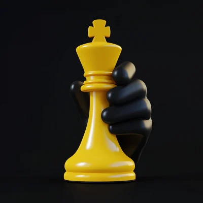 Cartoon Hand Holding Chess Pawn