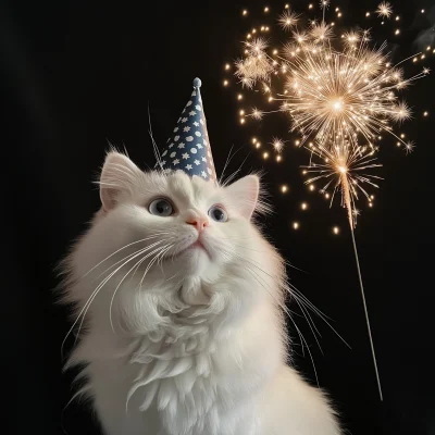 New Year’s Celebration with Ragdoll Cat