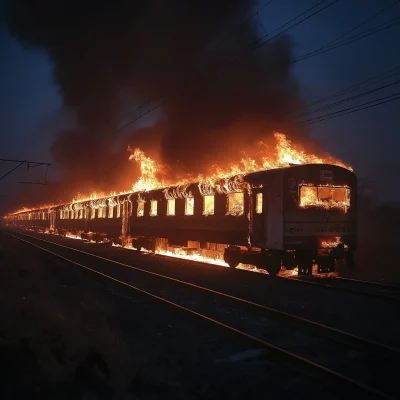 Burning Train Compartment