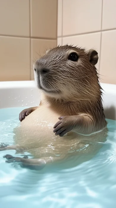 Capybara in Bathtub