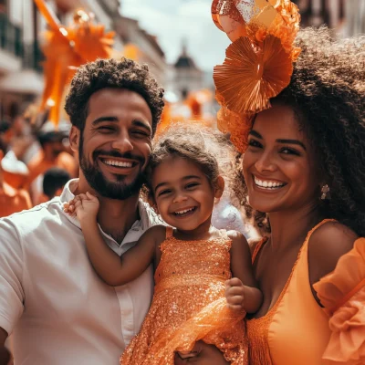 Happy Family at Brazilian Carnival