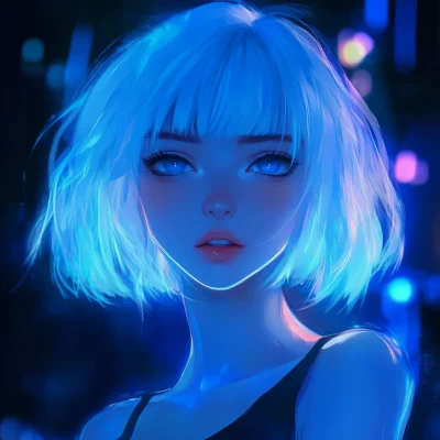 Cute Anime Girl in Neon Theme