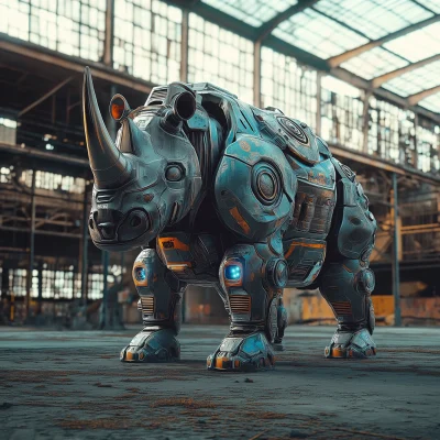 Cute Titanium Rhino Robot