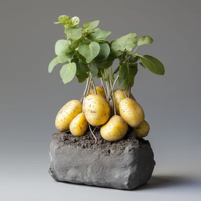 Potato Plant with Roots