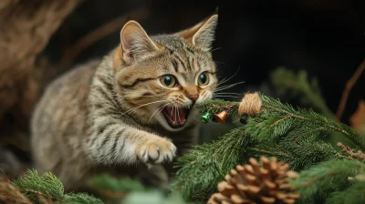 Playful Cat with Garland