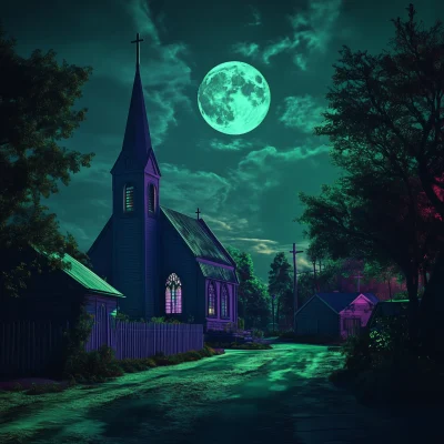 Folksy Church at Night