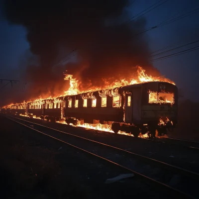 Burning Train Compartment