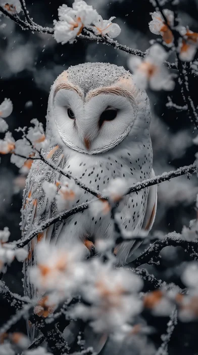 Emotional Barn Owl in Snow