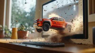 Toyota Tacoma Breaking Through Screen