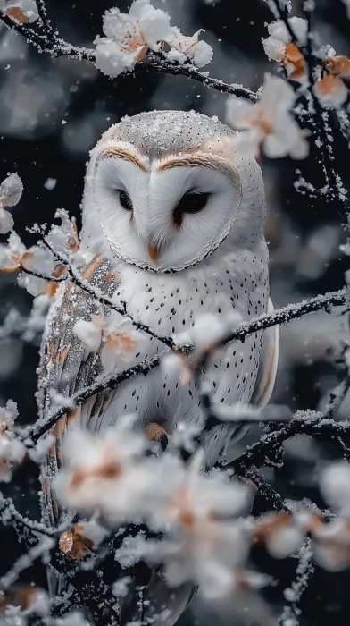 Emotional Barn Owl in Snow