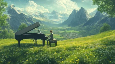 Serene Piano Performance in Nature