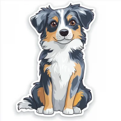 Cute Blue Merle Miniature American Shepherd Sticker