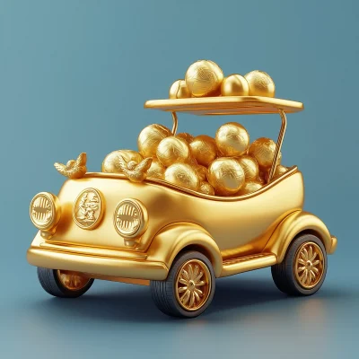 3D Realistic Gold Ingot Car