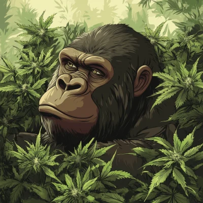 Gorilla in a Green Habitat