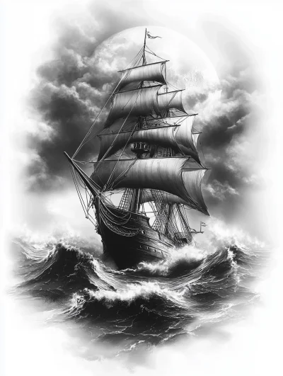 Tall Ship Tattoo Concept