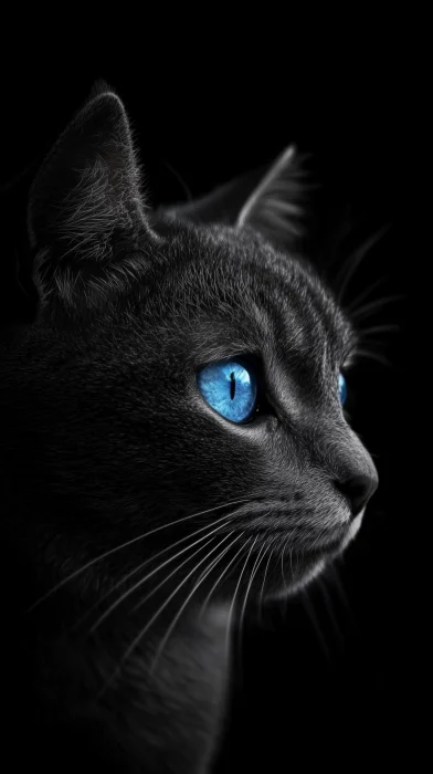 Gray Cat with Blue Eyes