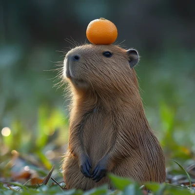 Capybara with Orange