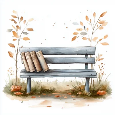 Cottagecore Park Bench with Books