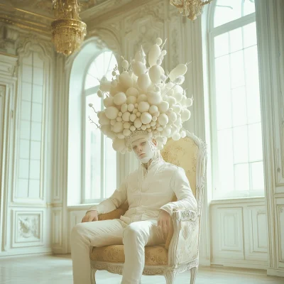 Albino Man in White Headdress