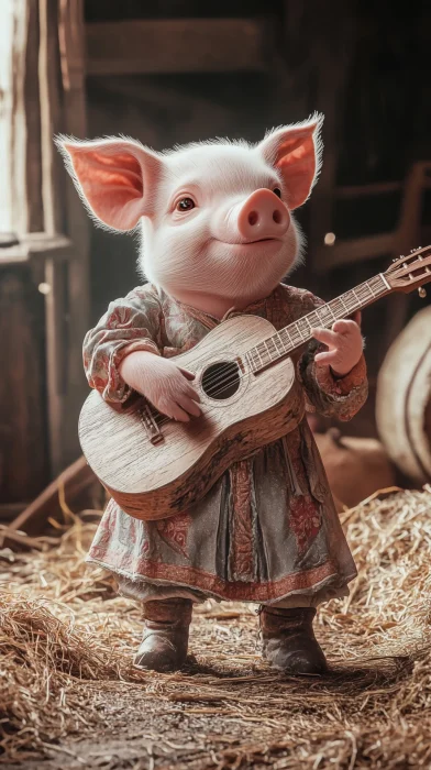 Prince Piglet Playing Guitar