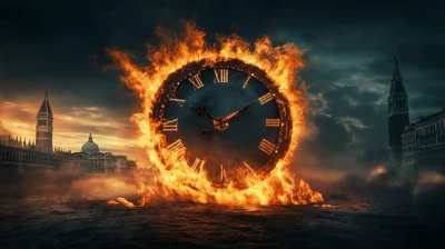 Flaming Clock of Climate Change