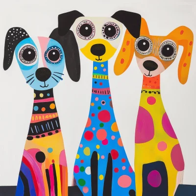 Colorful Cartoon Dogs