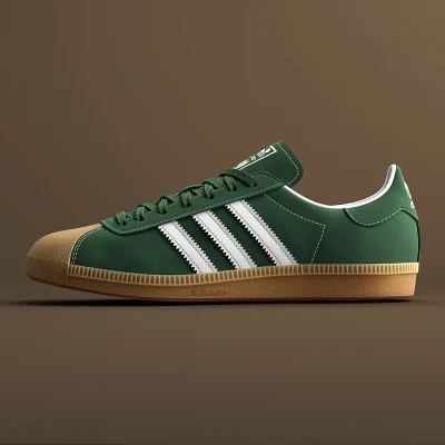 Green and White Striped Suede Shoe