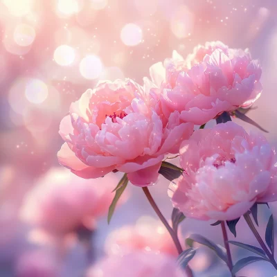 Pink Peonies in Glowing Light