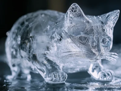 Ice Cat Sculpture