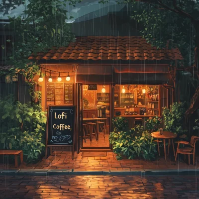 Cozy Coffee Shop on a Rainy Day