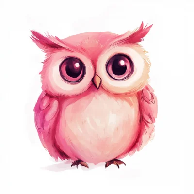 Cute Pink Owl Character