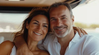 Happy Couple on Luxury Yacht