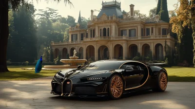 Luxury Bugatti at Victorian Mansion