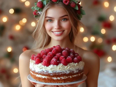 Smiling Woman with Raspberry