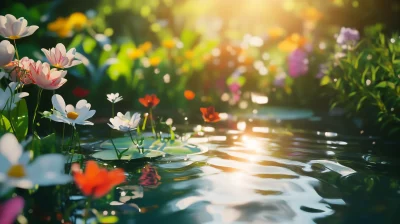 Tranquil Garden in Morning Light