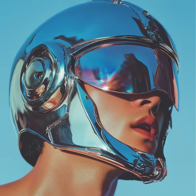 Man in Mirror with Helmet