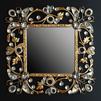 Square Mirror with Crystals