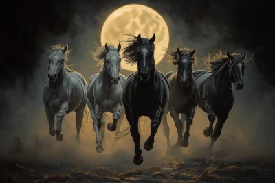 Majestic Horses Under the Moon