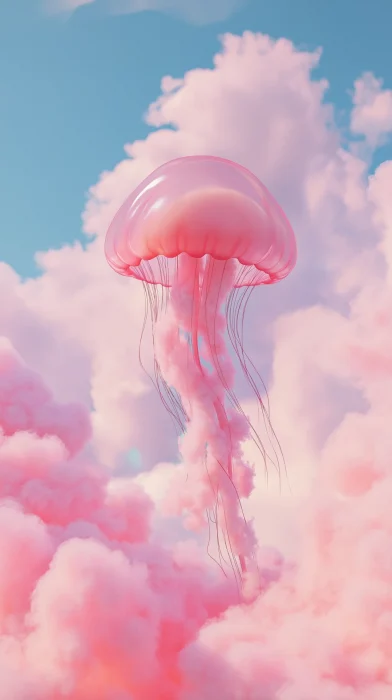 Surreal Jellyfish Over Clouds