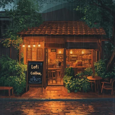 Cozy Coffee Shop on Rainy Day