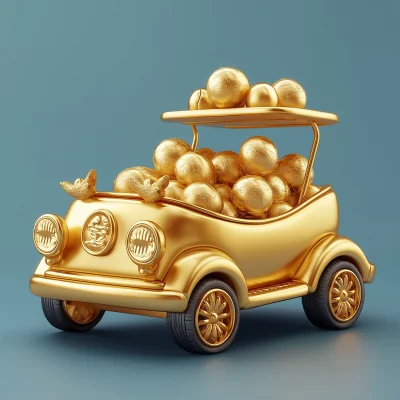 Cartoon Gold Ingot Car