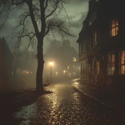 Quiet Street at Night in Flensburg