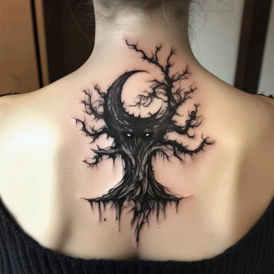 Sinister Shadowy Tree Tattoo