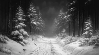 Snowy Forest Path Wallpaper